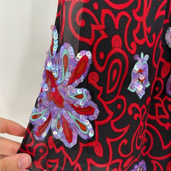 Nicole miller vintage Y2K 90s boho artsy floral sheer Embellished skirt sz 0 25 - Picture 11 of 16